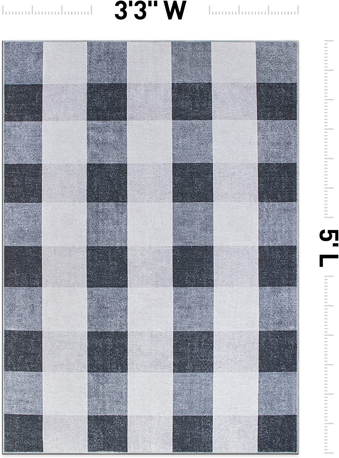 Contemporary Checkered Stain Resistant Flat Weave Eco Friendly Premium Recycled Machine Washable Area Rug 3'3"x5' Gray