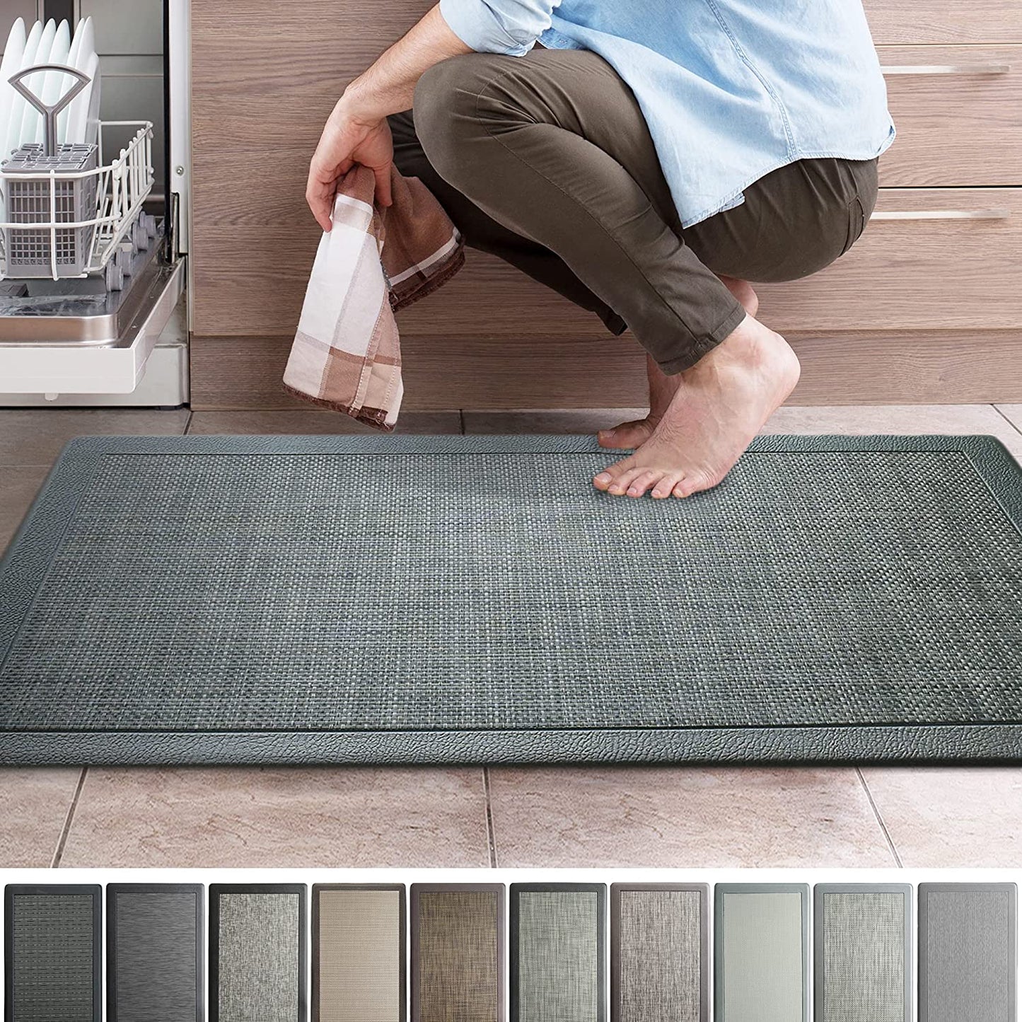 Ergonomic Anti Fatigue Workstation Memory Foam Mat in Stone 39"×20"×0.50" (L×W×H)