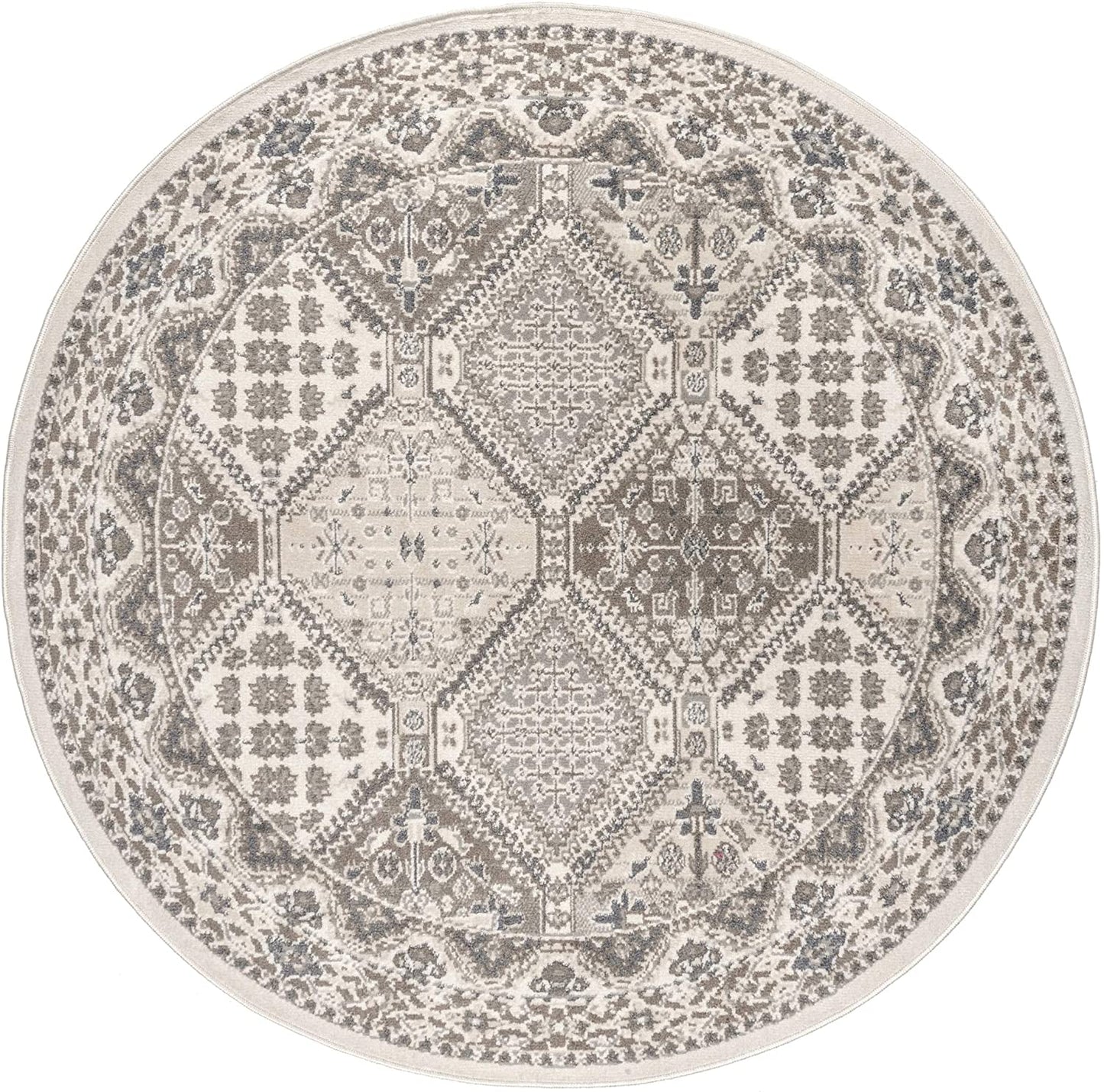 Becca Vintage Tile Area Rug, Oval, Beige