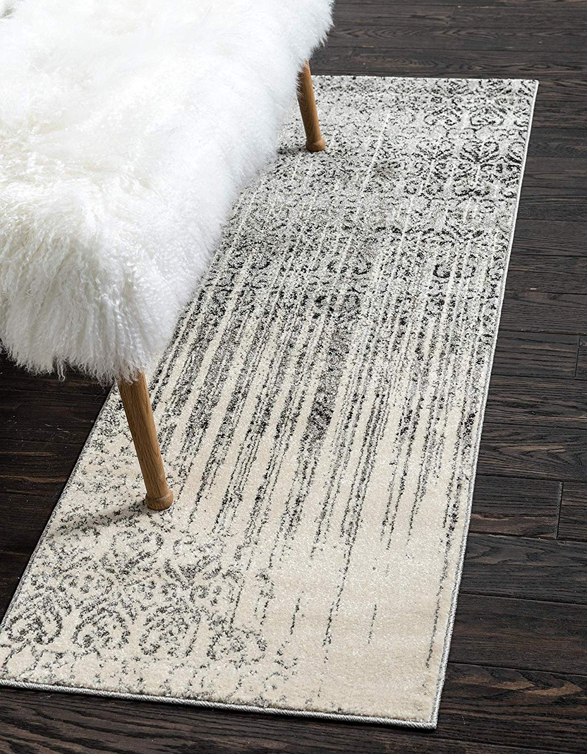 Modern Distressed Grey Soft Area Rug