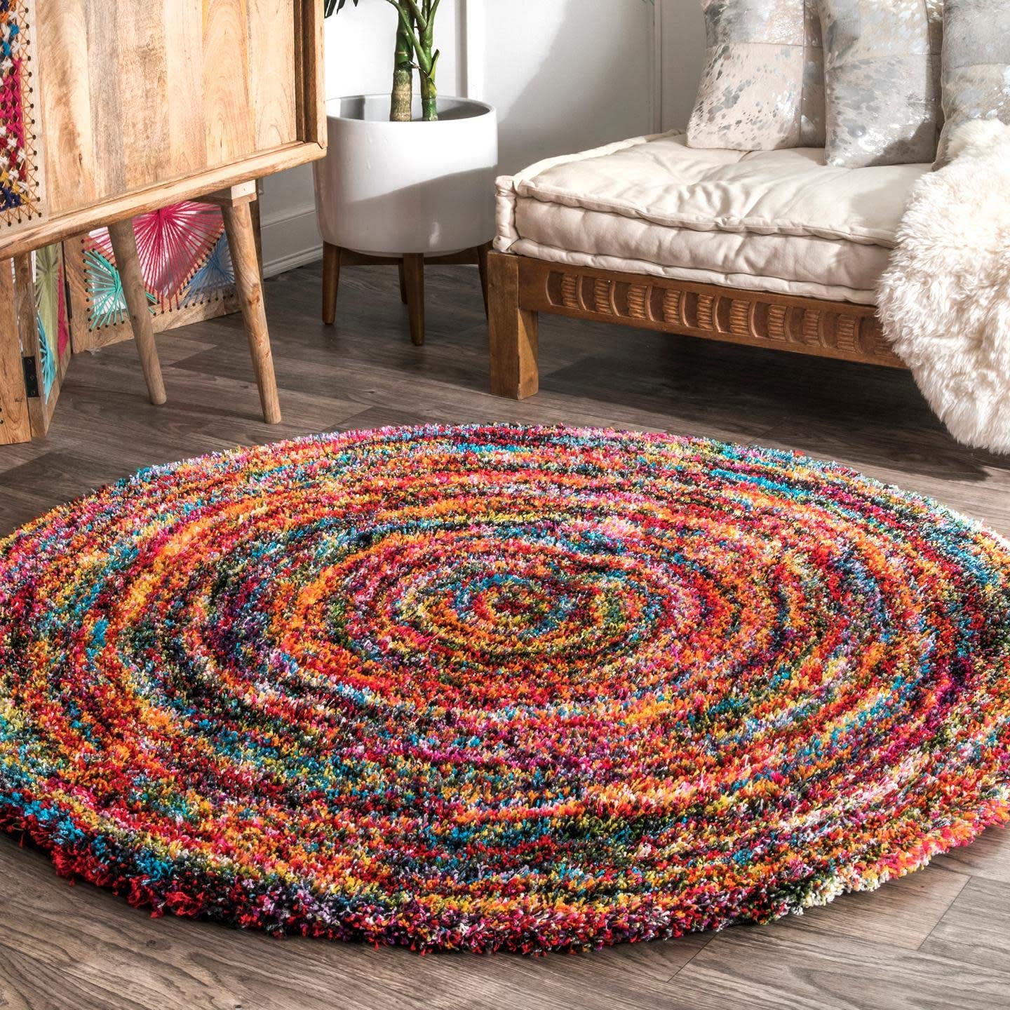 Ardelle Swirl Shag Rug, Multi