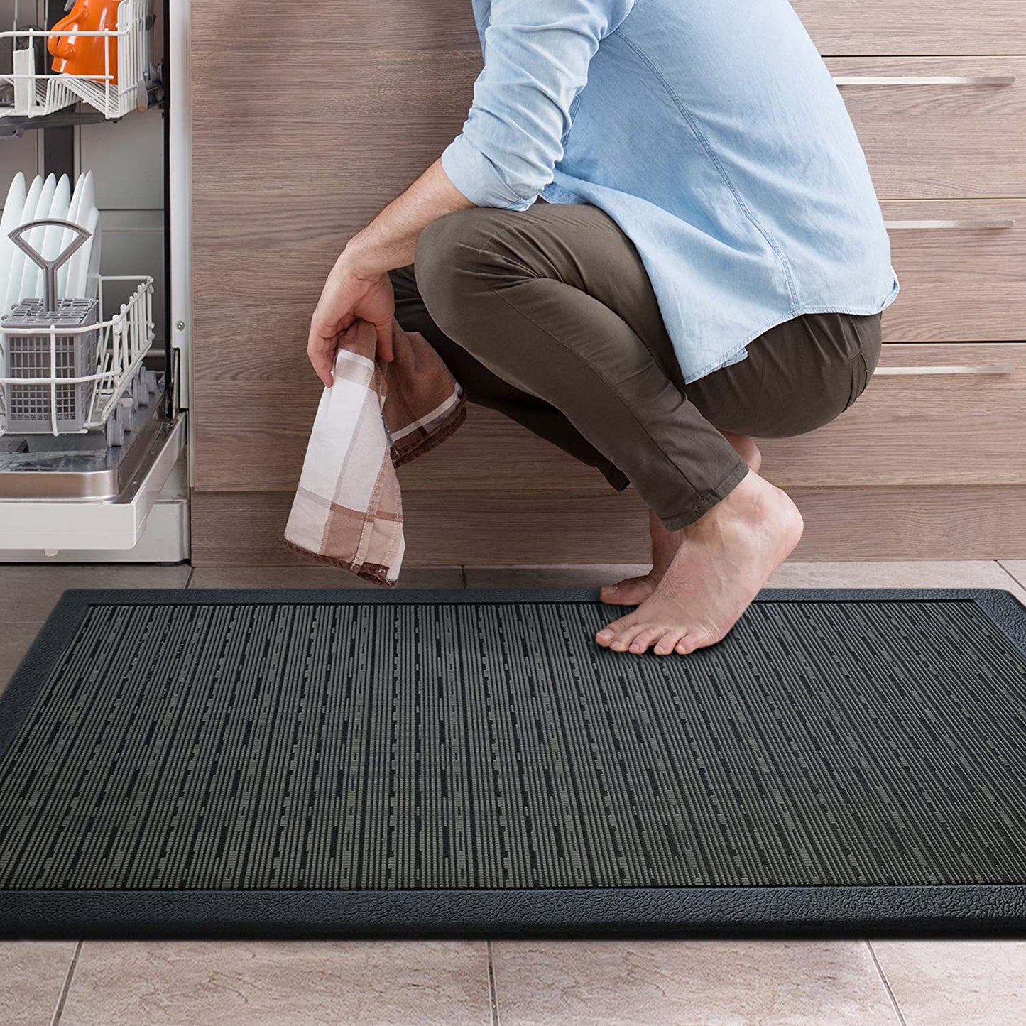 Ergonomic Anti Fatigue Workstation Memory Foam Mat in Stone 39"×20"×0.50" (L×W×H)