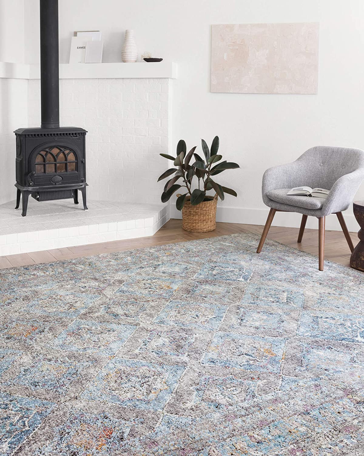 Dante Collection Soft Area Rug Granite/Light Blue