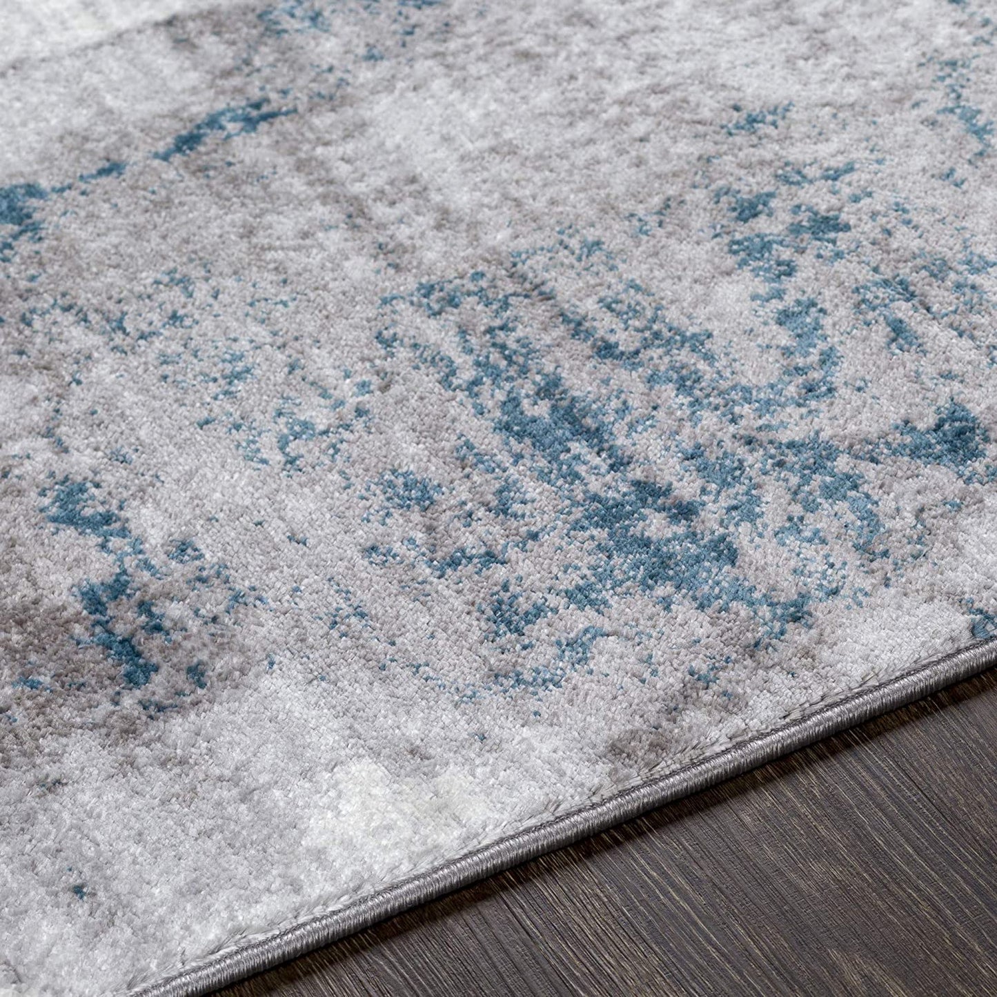 Houda Modern Abstract Area Rug, Aqua/Gray