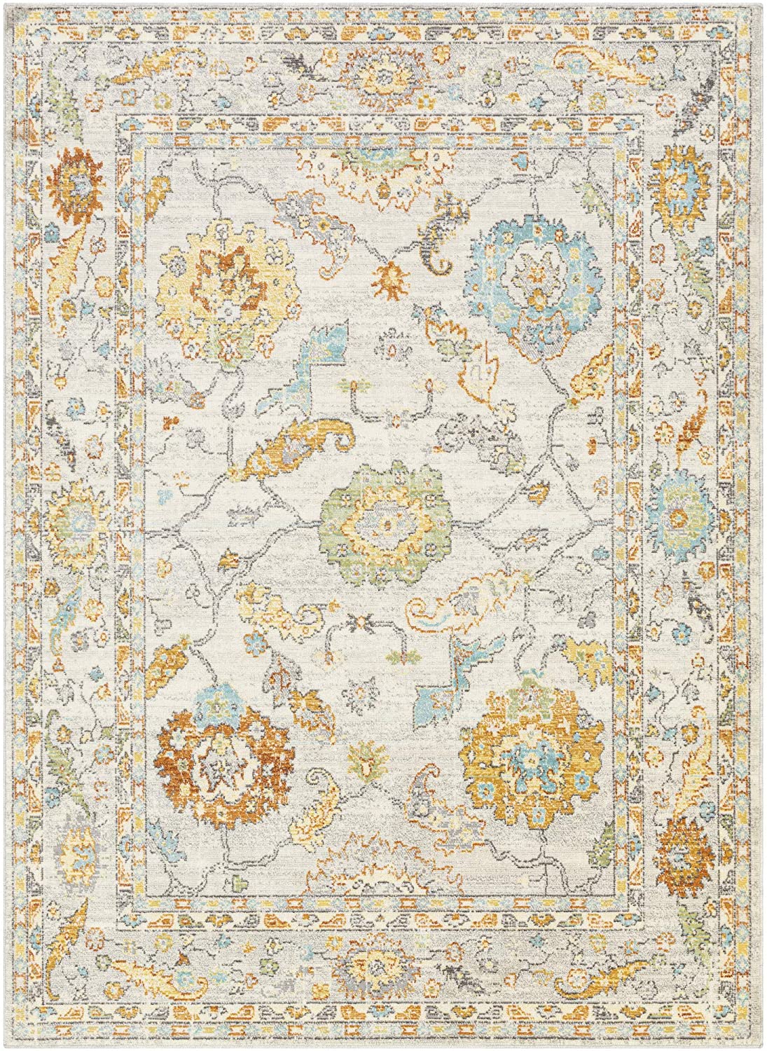 Daphne Outdoor Medallion Soft Area Rug Ivory/Saffron