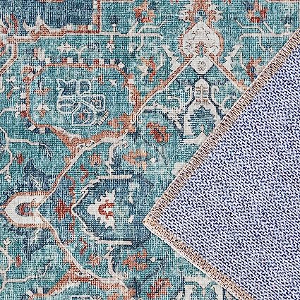 Indoor Floor Print Distressed Carpet Gray Multi Thin Area Rug