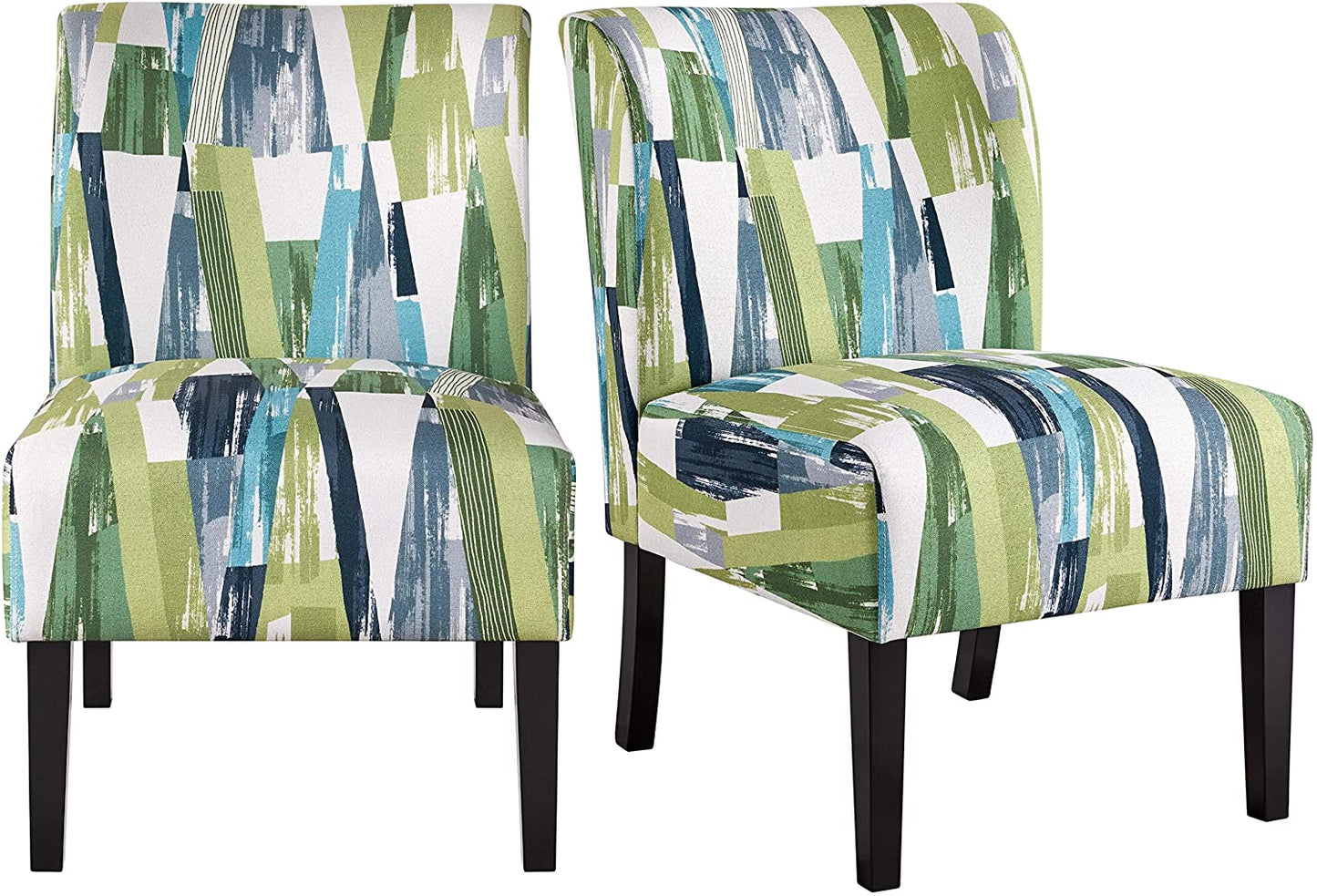 Modern Accent Chair Slipper Chair Casual Upholstered Single Sofa Fabric Cloth Armless Chair for Living Room Bedroom Vanity Desk Beige