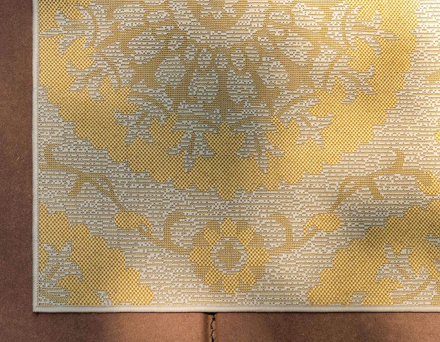Botanical Collection Floral Abstract Transitional Indoor Outdoor Flatweave Yellow Area Rug