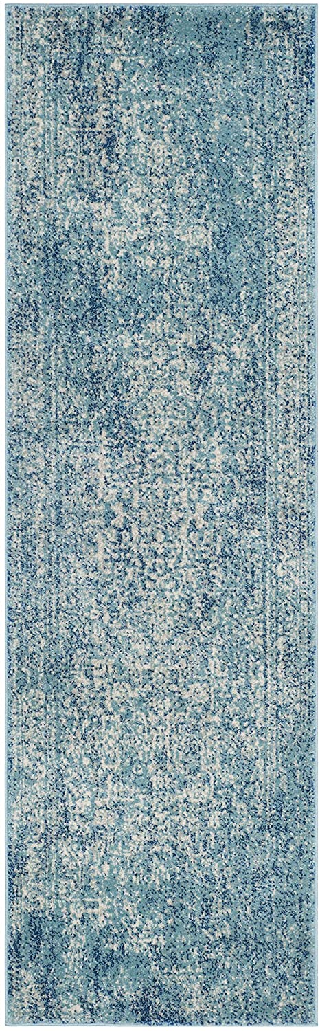 Vintage Oriental Blue and Ivory Soft Area Rug