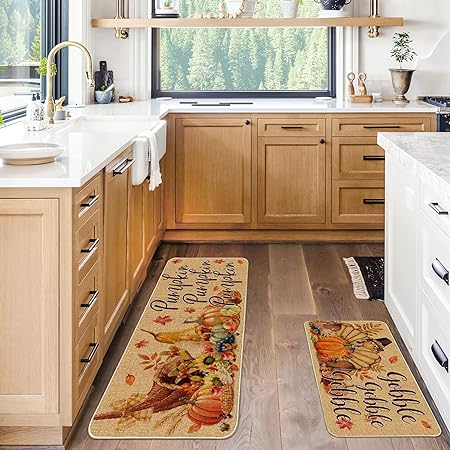 17x29 Inch, Turkey Orange Thanksgiving Fall Welcome Mats