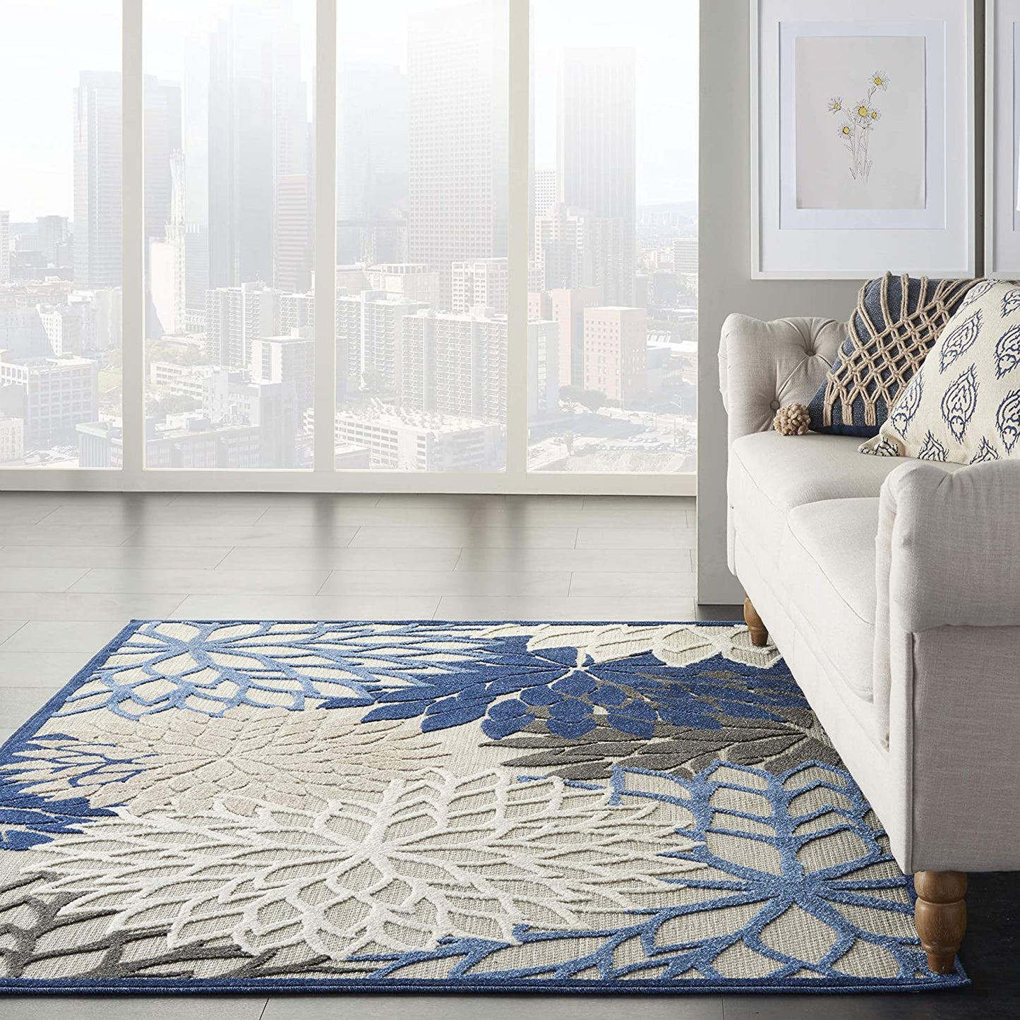 Indoor/Outdoor Floral Blue/Multicolor Area Rug