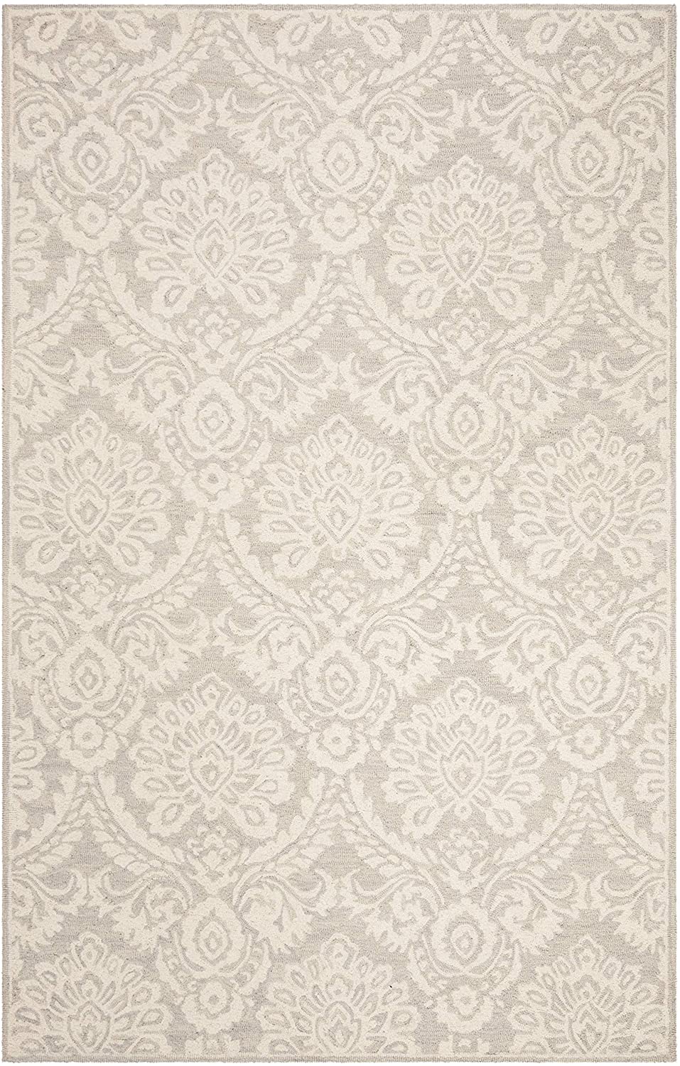 Handmade Premium Wool Area Rug, Silver / Ivory