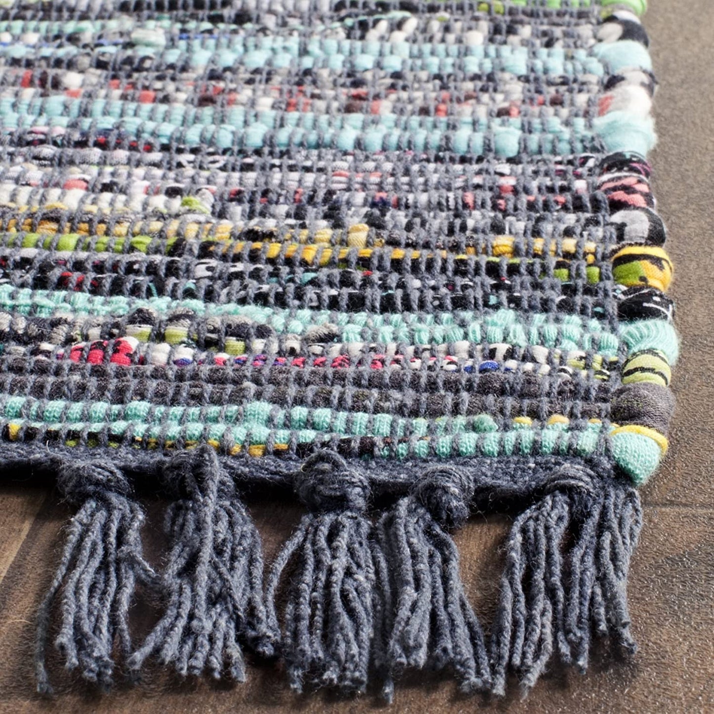 Hand Woven Ink and Multi Cotton Area Rug