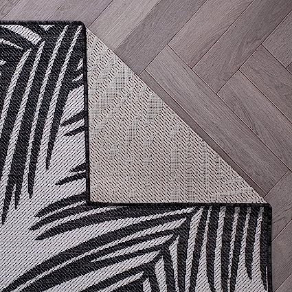Contemporary Distressed Leaves Textured Flat Weave Easy Cleaning Outdoor Rugs
