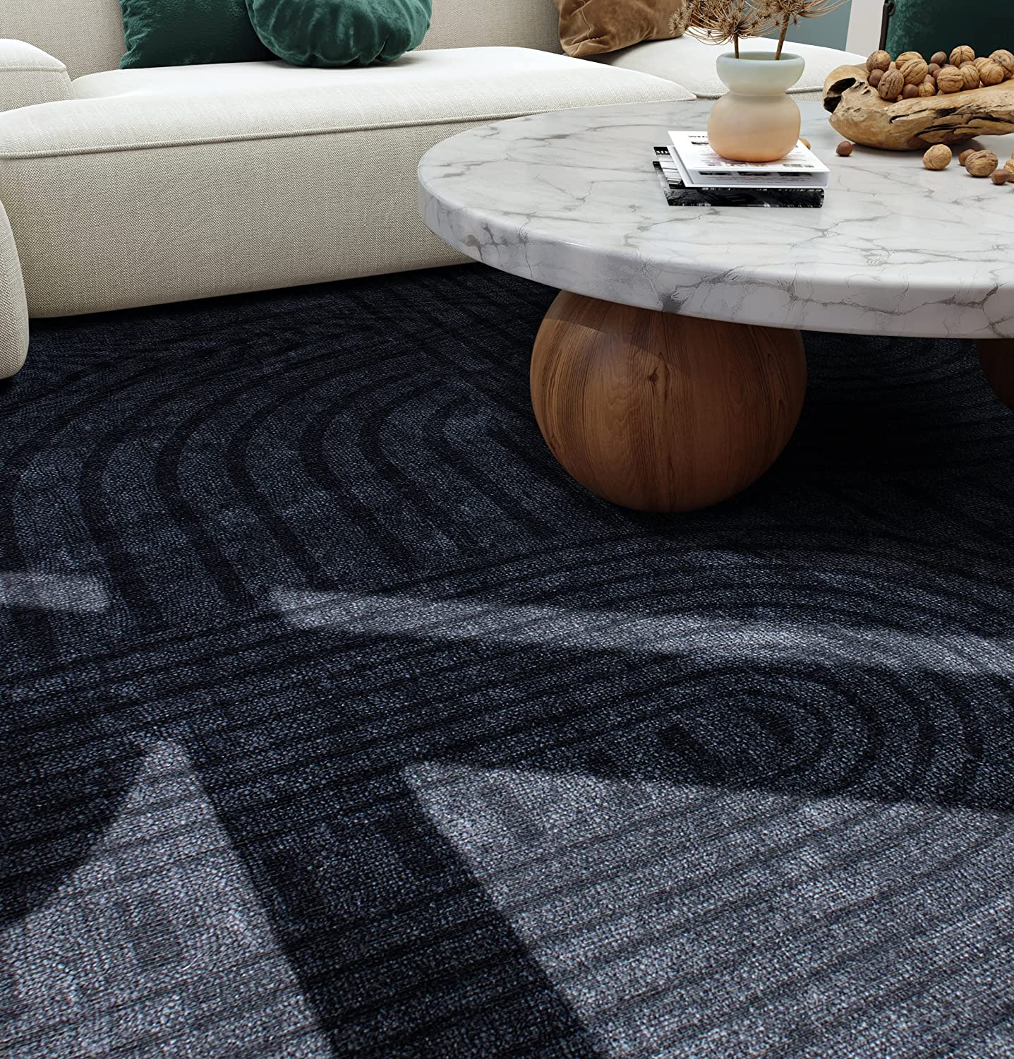 Contemporary Lines Plaid Stain Resistant Flat Weave Eco Friendly Premium Recycled Machine Washable Area Rug 7'7"x9'6" Dark Gray