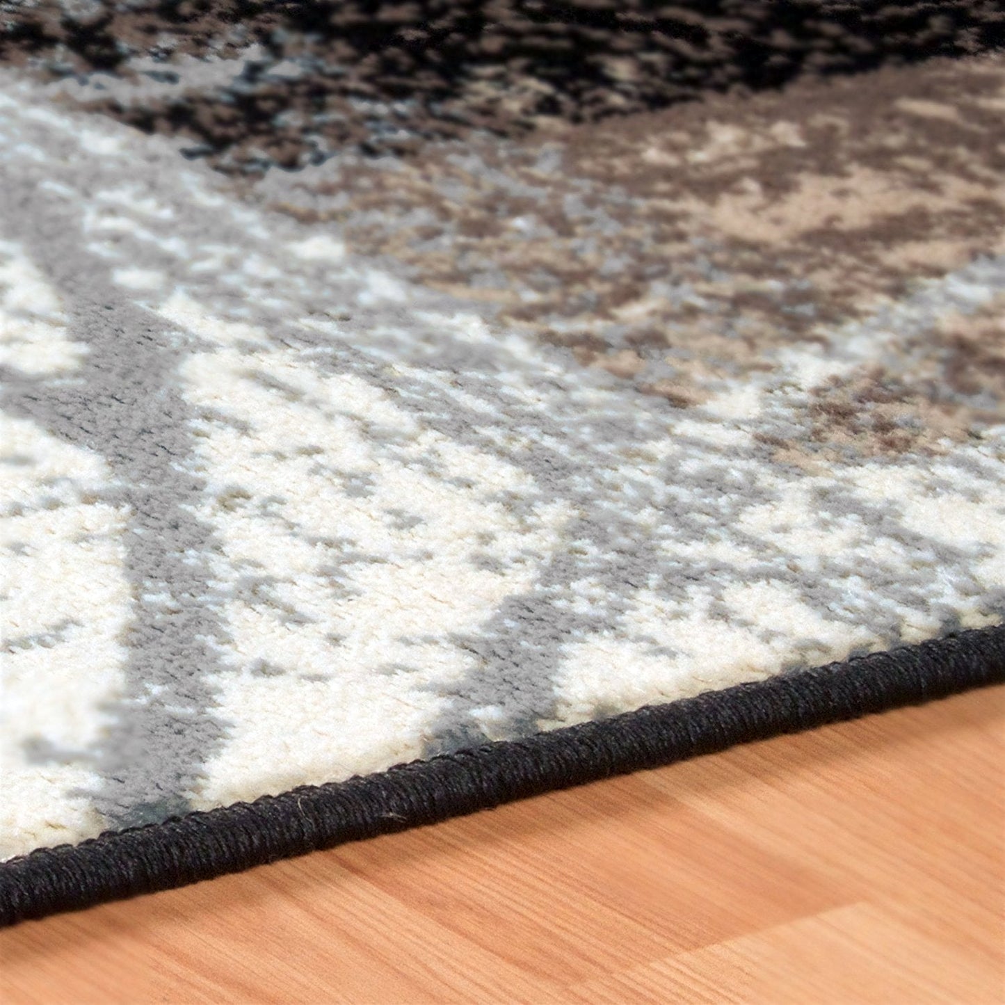 Floral Patchwork Design Brown Ivory Area Rug
