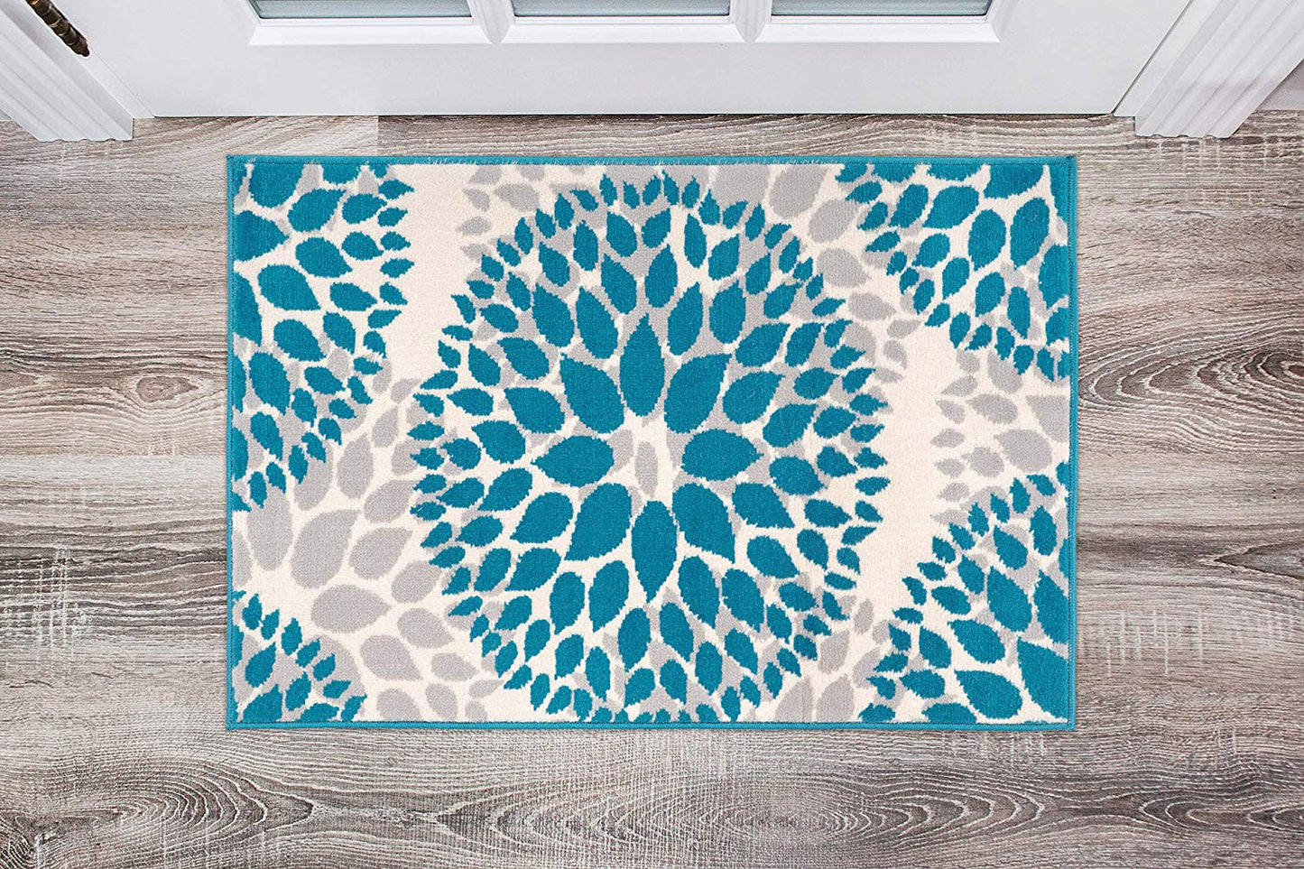 Floral Gray/Grey Turquoise Blue Area Rug
