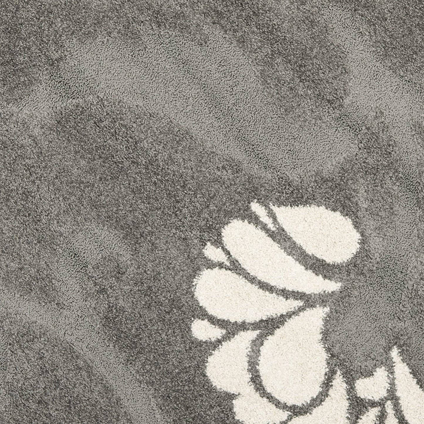 Grey and Beige Floral Shag Soft Pluah Area Rug