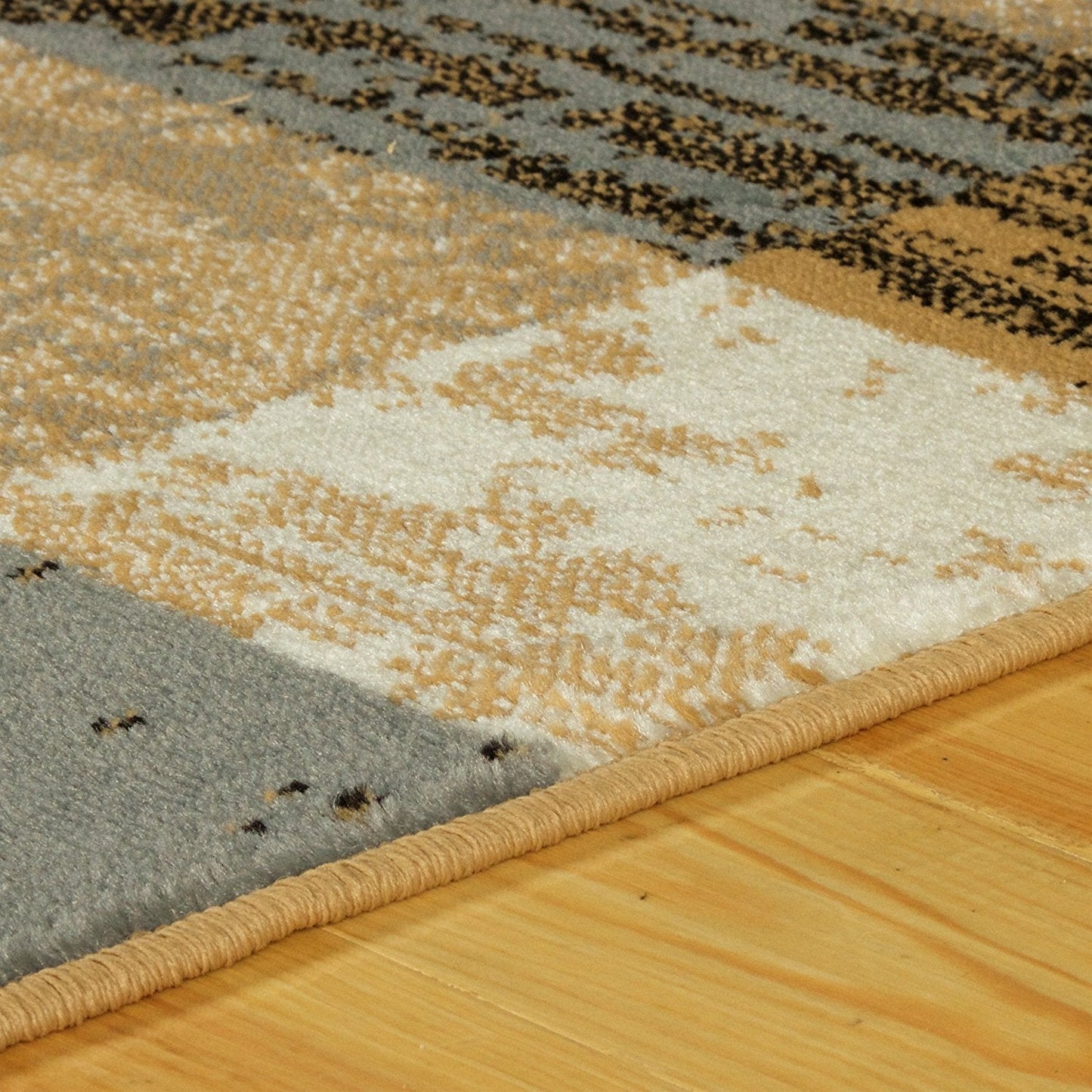 Geometric Brick Design Light Blue Beige Area Rug