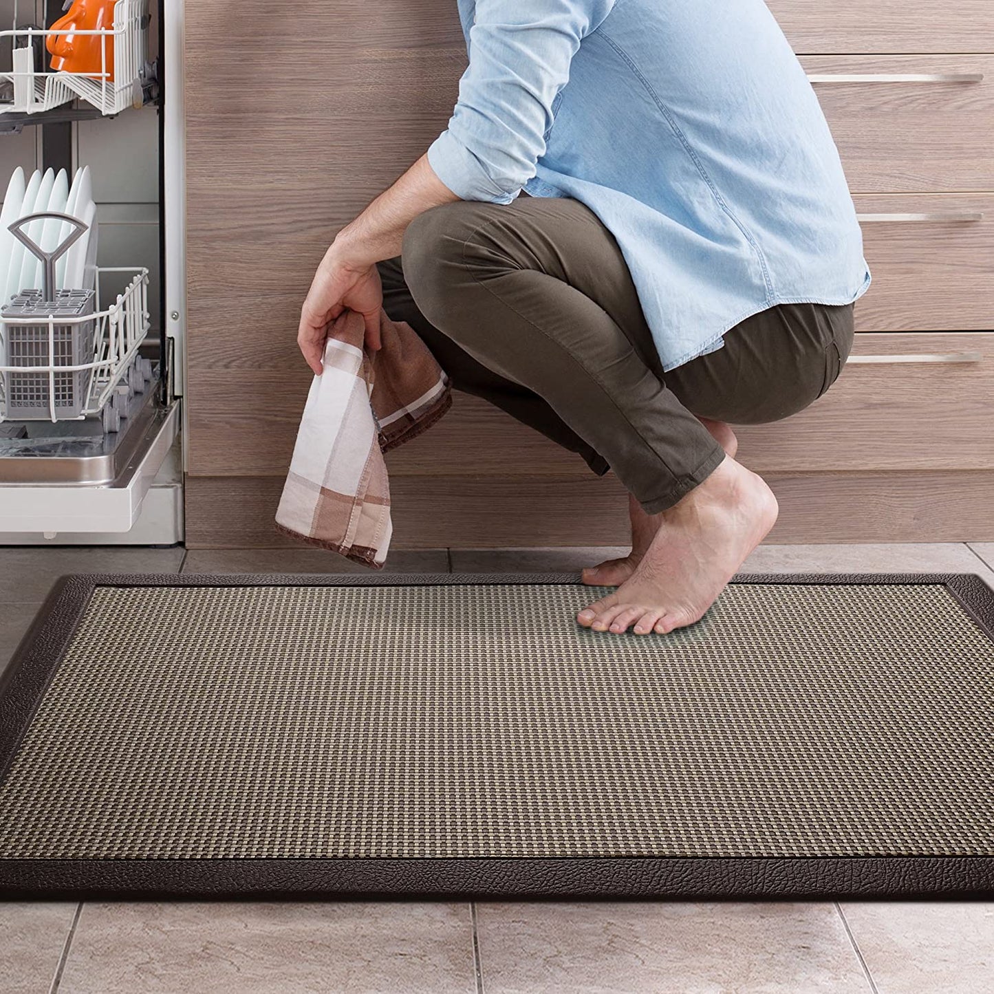 Ergonomic Anti Fatigue Workstation Memory Foam Mat in Stone 39"×20"×0.50" (L×W×H)