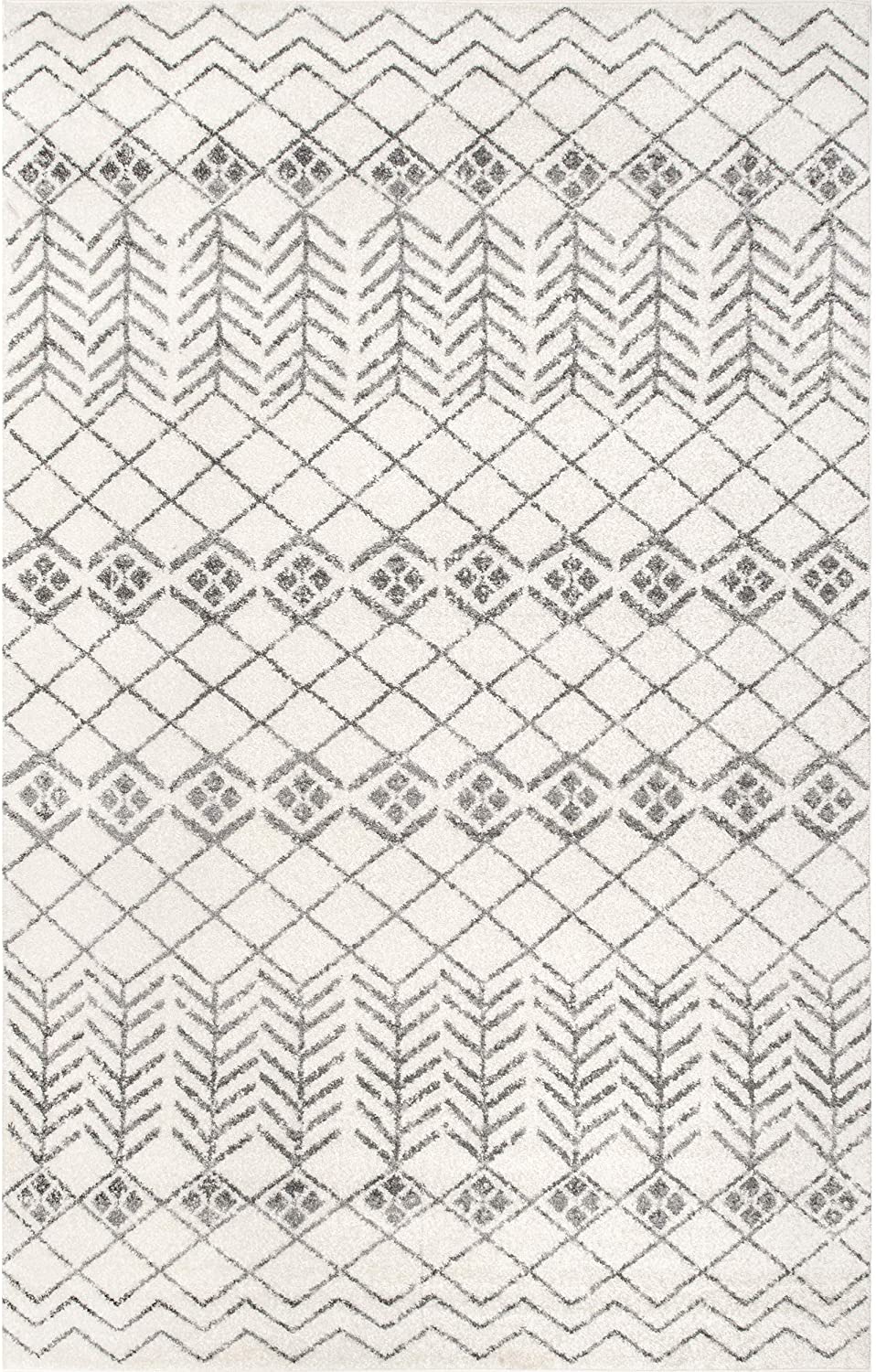 Kenzie Geometric Diamond Area Rug, Off-white