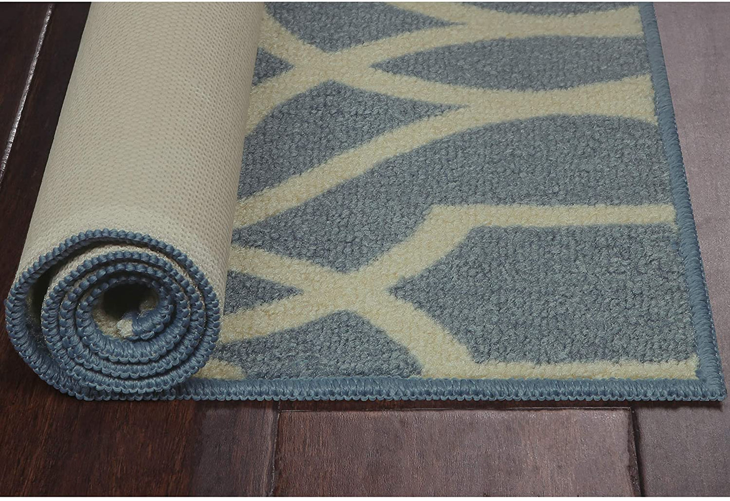 Maples Rugs  Non Skid Washable Throw Soft Area Rugs Blue