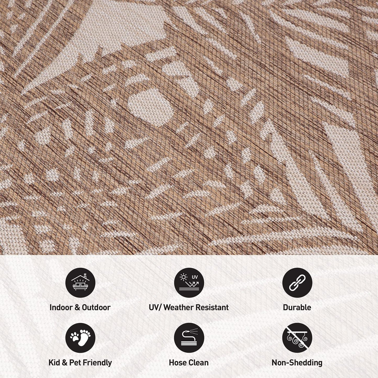 Contemporary Palm Leaf Flat Weave Rugs for Indoor/Outdoor