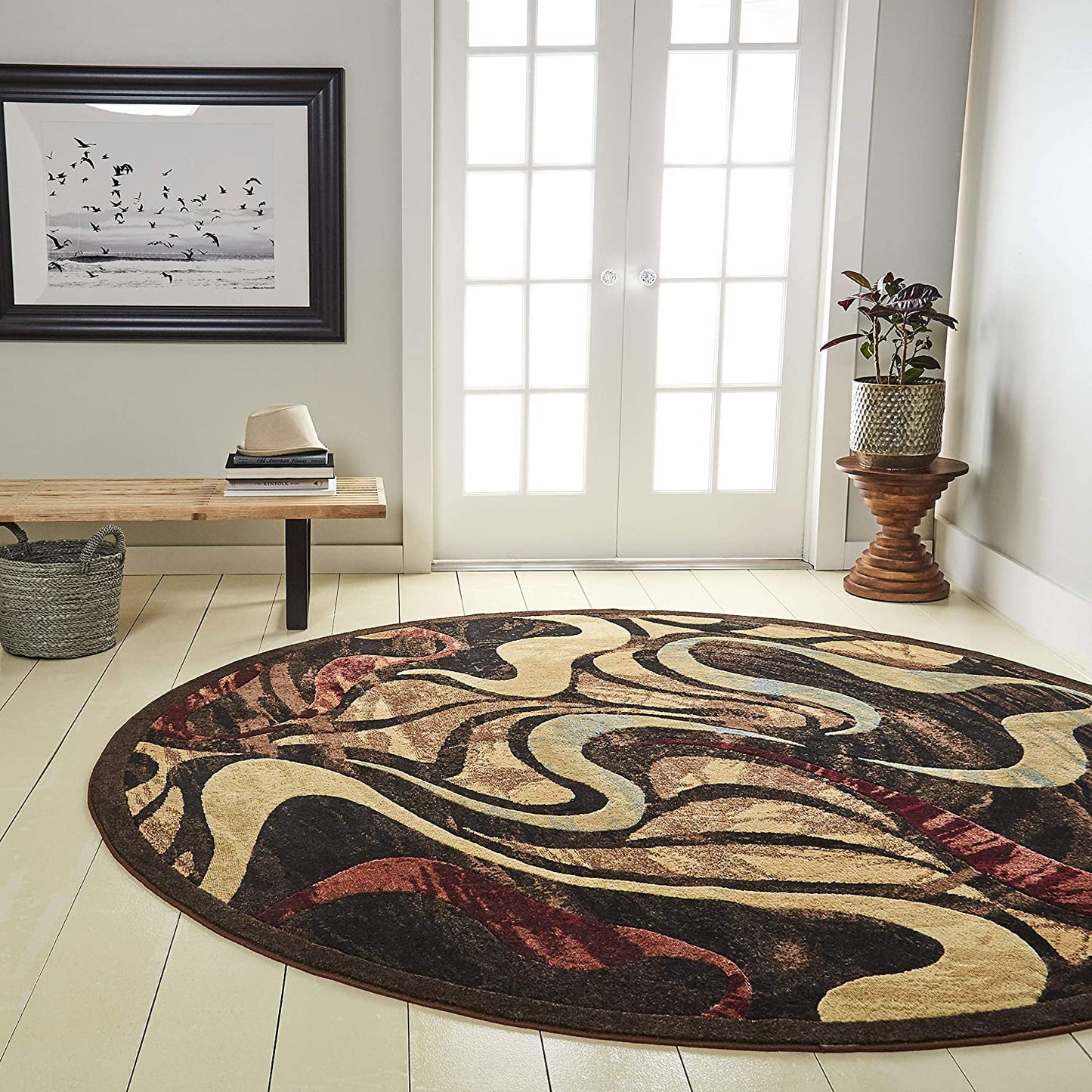 Contemporary Abstract Black Brown Beige Soft Area Rugs - Multiple Sizes