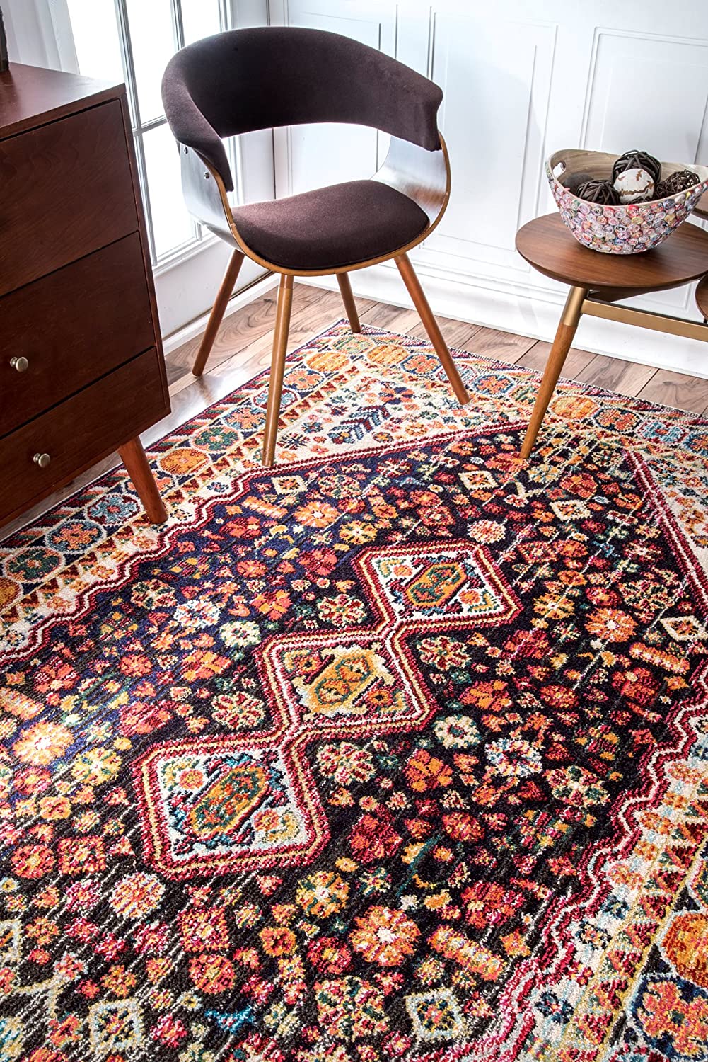 nuLOOM Meadow Vintage Vibrant Black