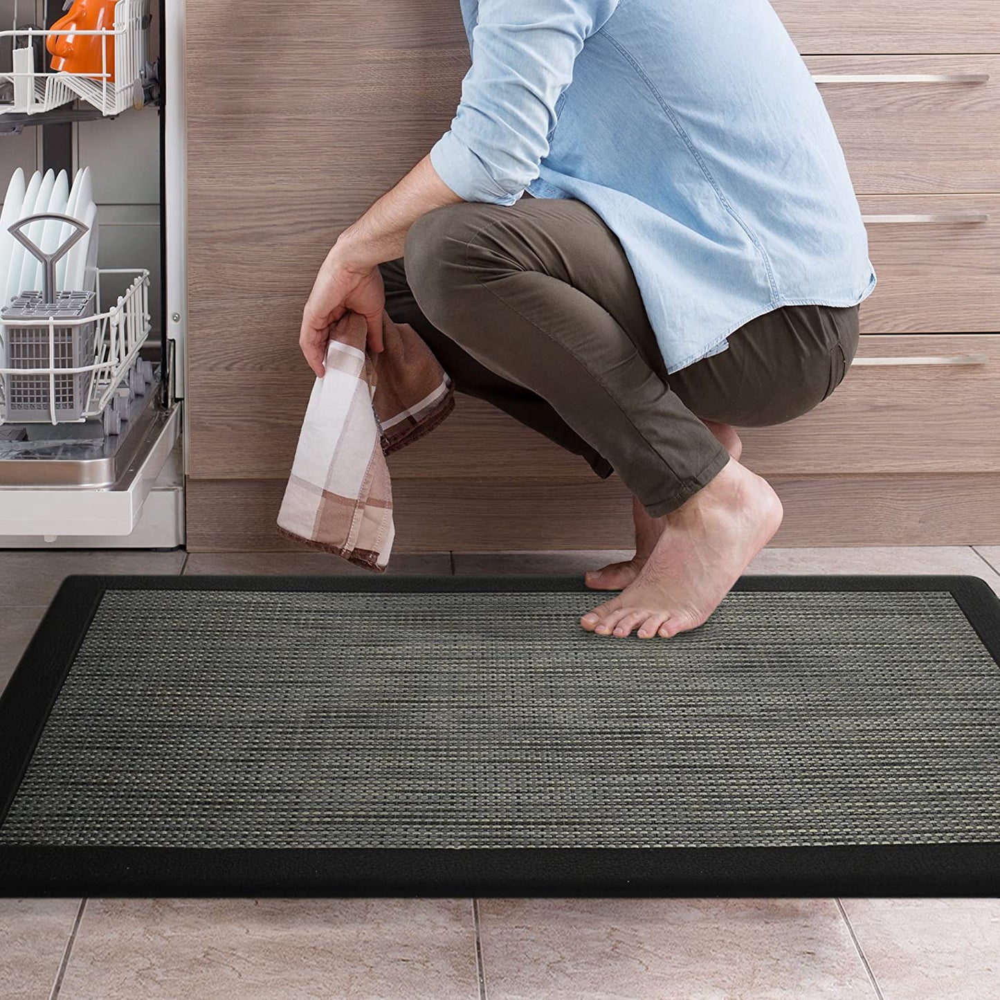 Ergonomic Anti Fatigue Workstation Memory Foam Mat in Stone 39"×20"×0.50" (L×W×H)