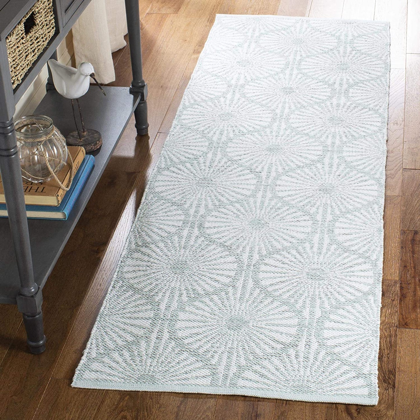 Montauk Collection MTK606H Handmade Cotton Area Rug Aqua / Ivory