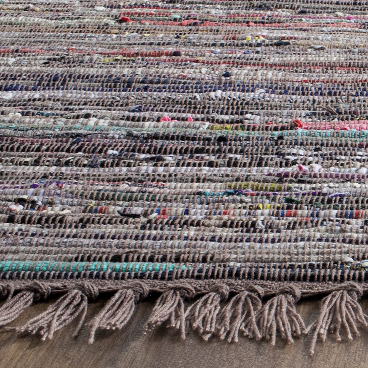 Hand Woven Rust and Multi Cotton Area Rug