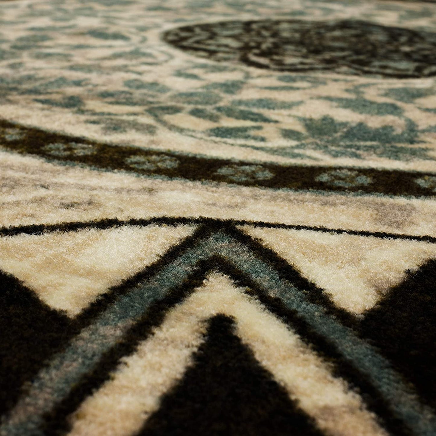 Medallion Area Rugs Blue Brown Light Multi-color