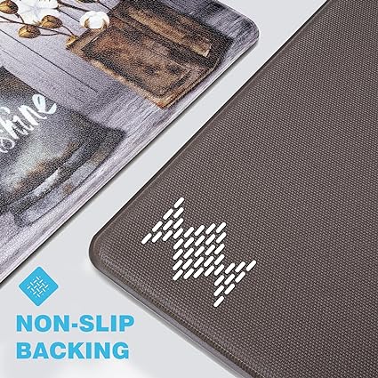 Modern Art Non Slip, Abstract Painting Cushioned Anti Fatigue, Waterproof Kitchen Mats, 18'' x 48'' + 18'' x 30''