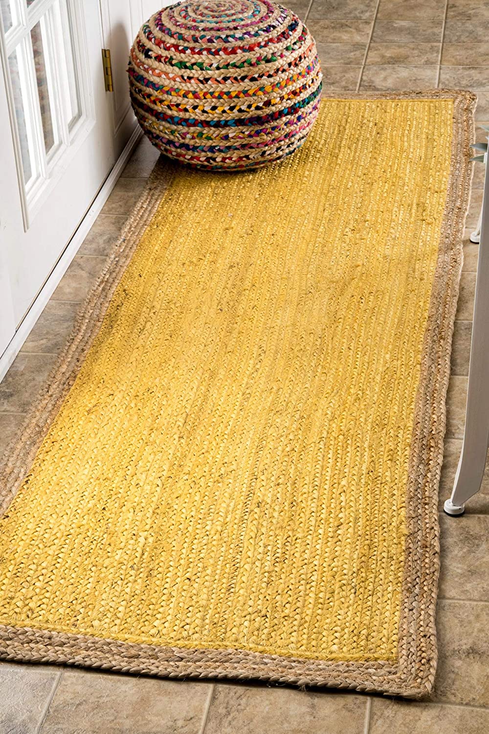 Hand Woven Jute Area Rug yellow