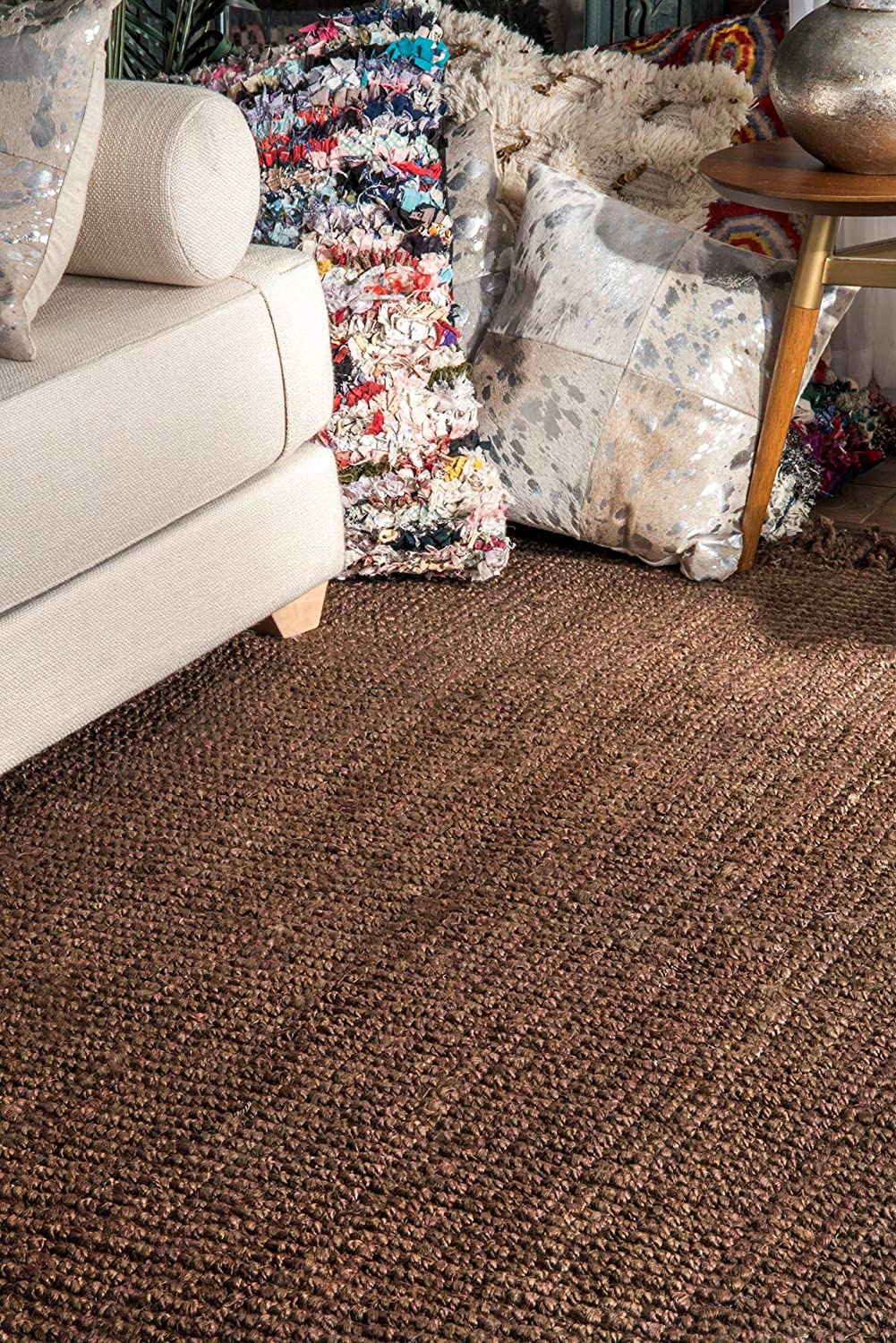 Chunky Loop Chocolate Jute Rug - Multiple sizes available
