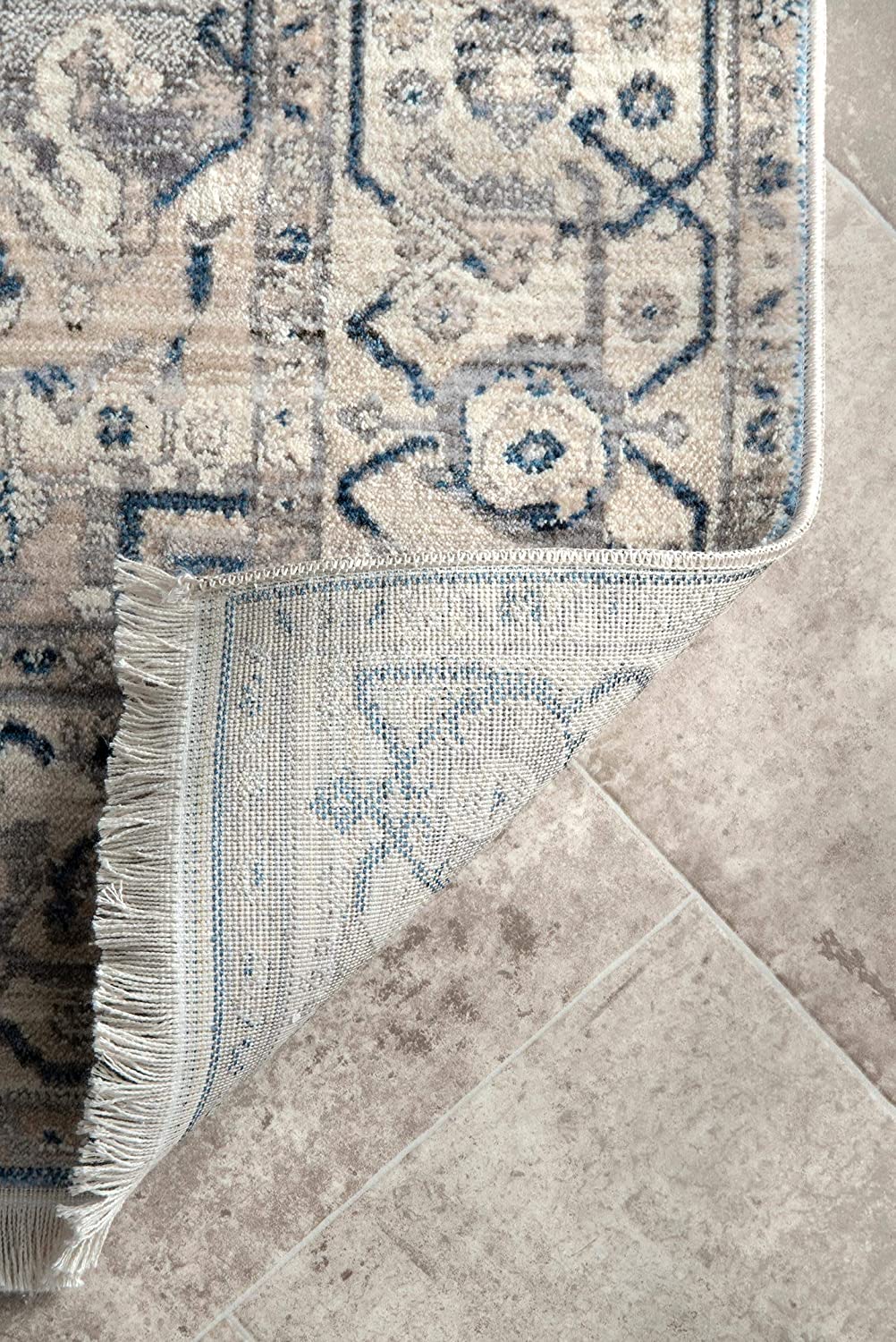 Grey Medallion Fringe Soft Area Rug