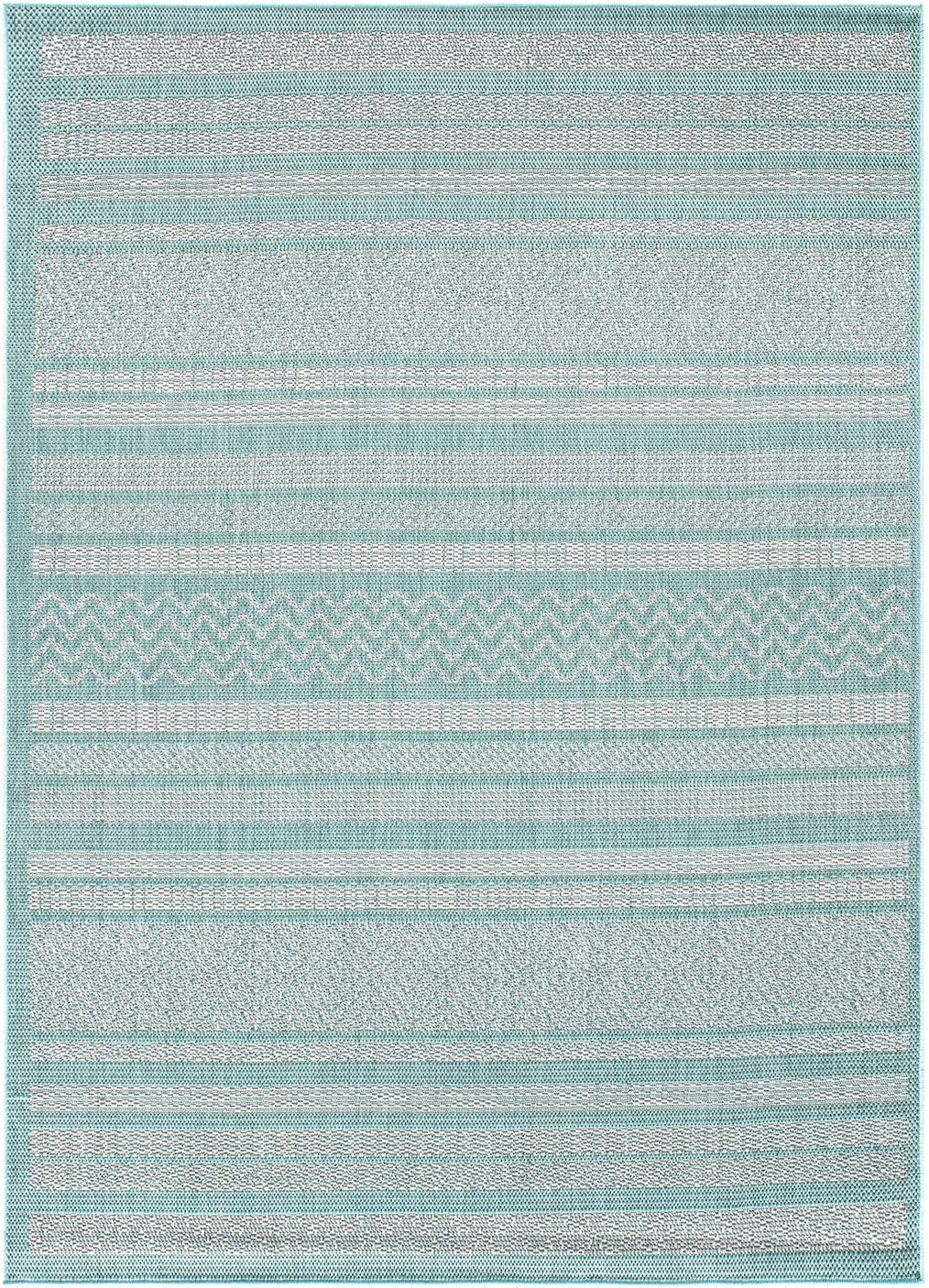 Contemporary Bohemain Stripes Flatweave Indoor/Outdoor Rug Yellow