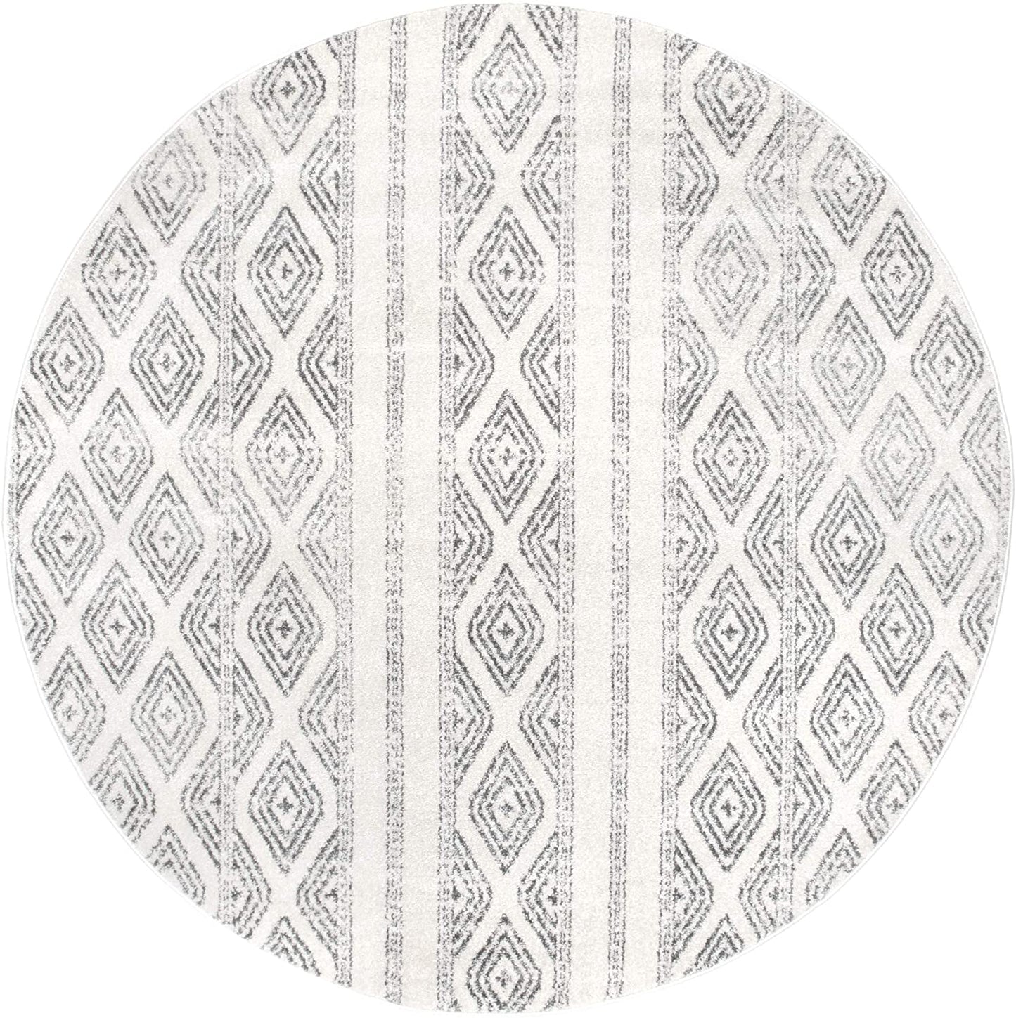 Diamond Pattern Ivory Grey Soft Area Rug