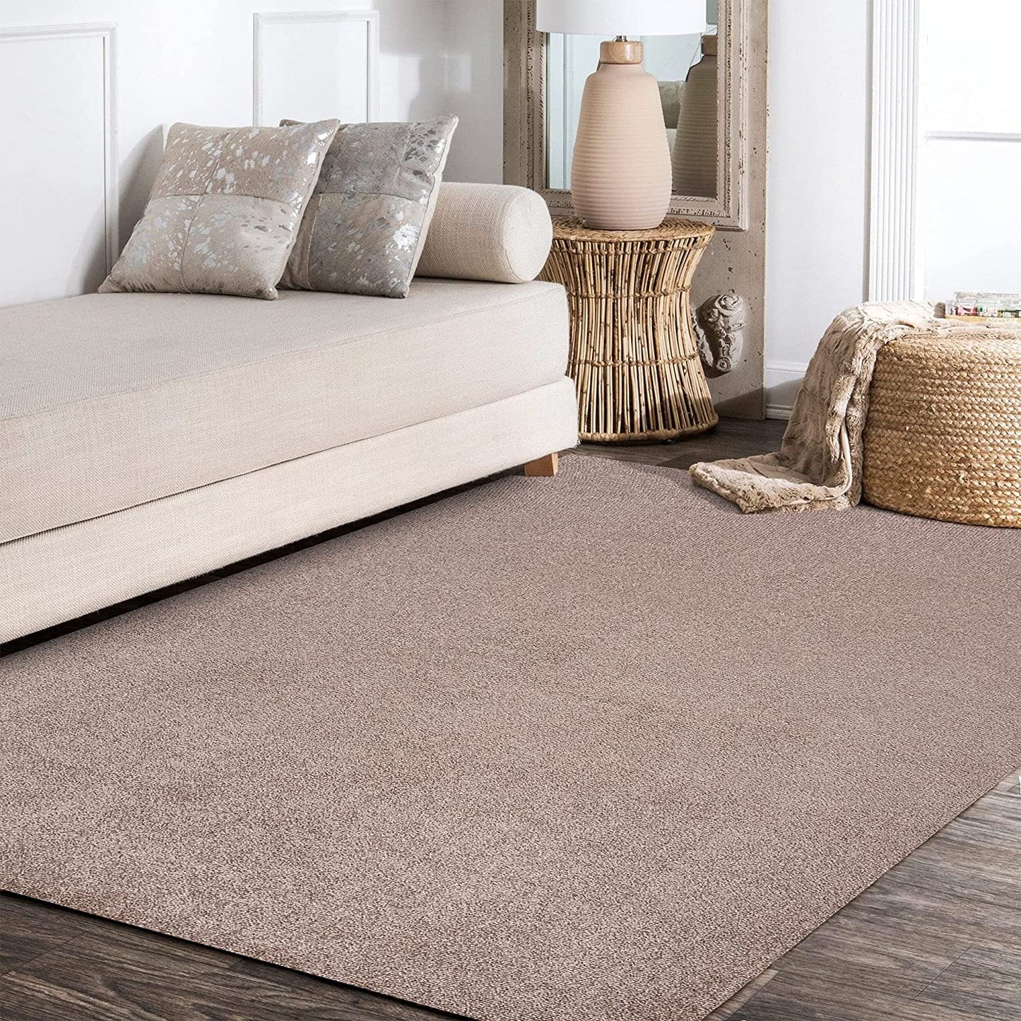 Haze Solid Low-Pile Red Soft Area Rug