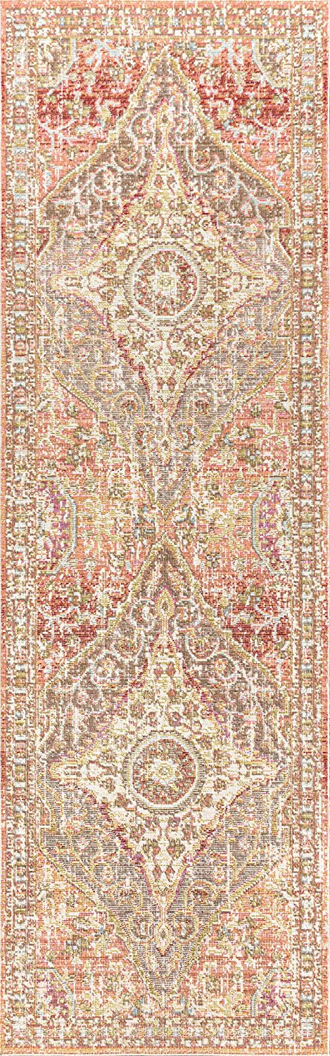 Petras Modern Ornate Medallion Brown/Pink Area Rug