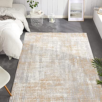 Entryway Abstract Distressed Green Multi Contemporary Carpet Print Chenille Thin Rug