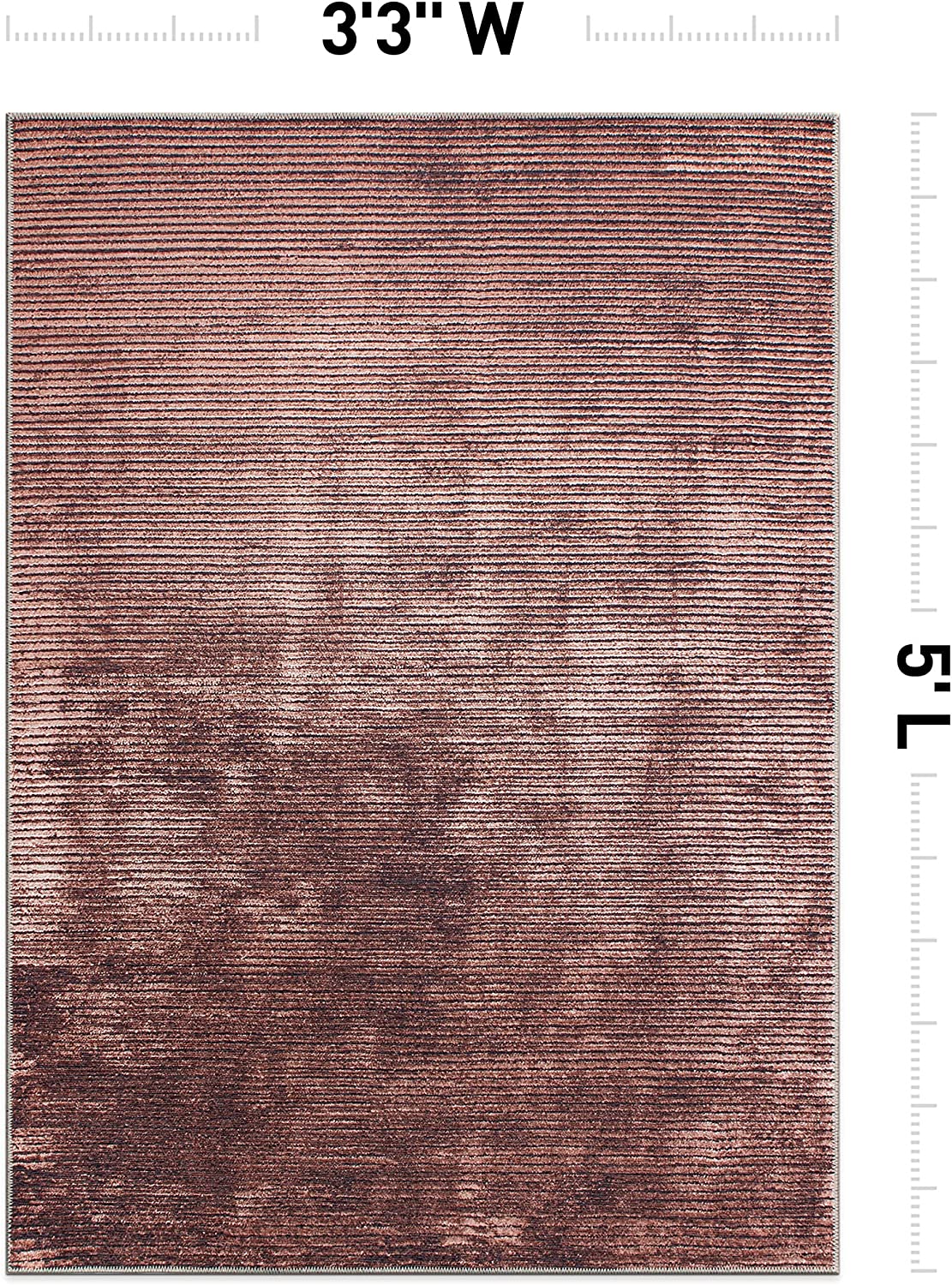 Contemporary Distressed Stripe Stain Resistant Flat Weave Eco Friendly Premium Recycled Machine Washable Area Rug 3'3"x5' Rust