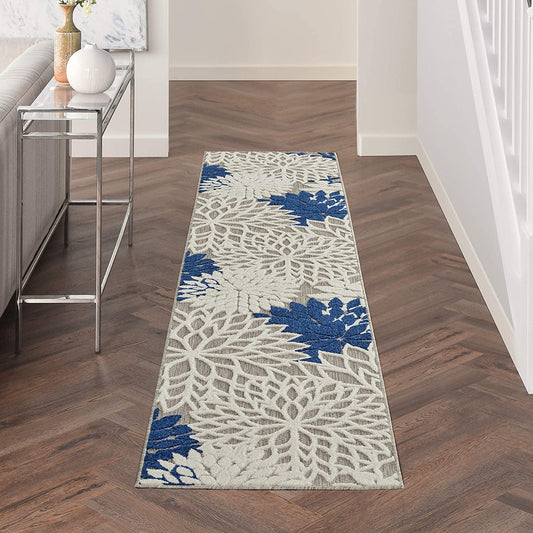 Indoor/Outdoor Floral Ivory/Navy Area Rug