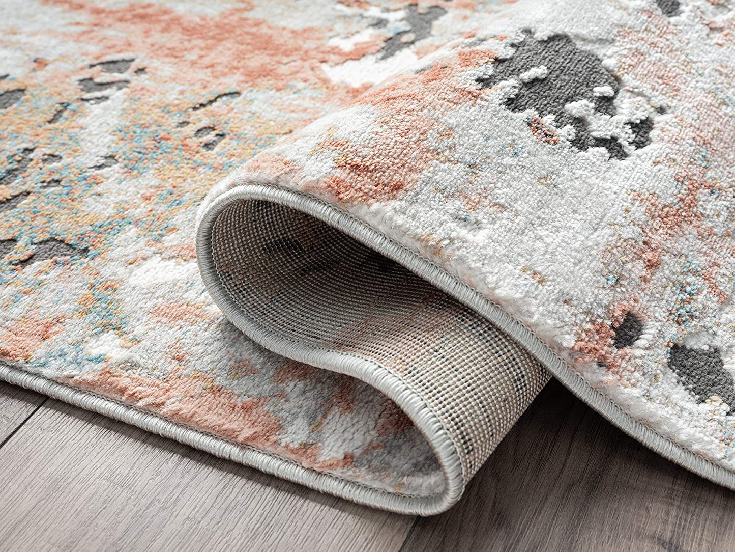 Contemporary Distressed Colorful Rust & Orange Area Rug