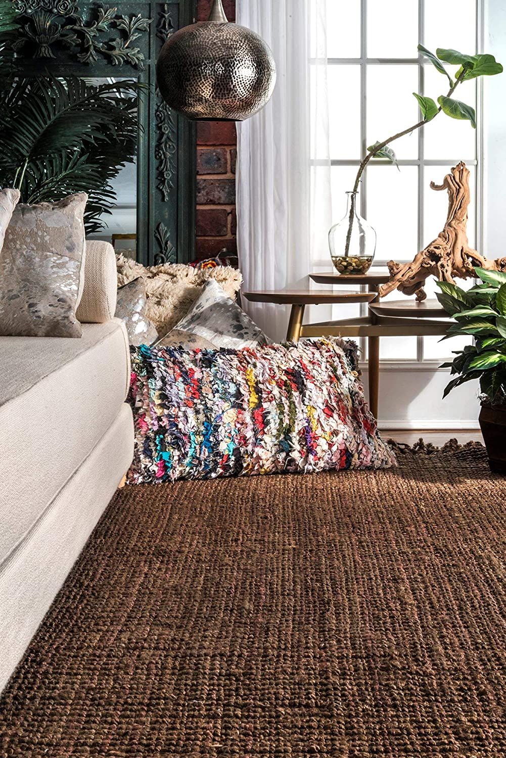 Chunky Loop Chocolate Jute Rug - Multiple sizes available