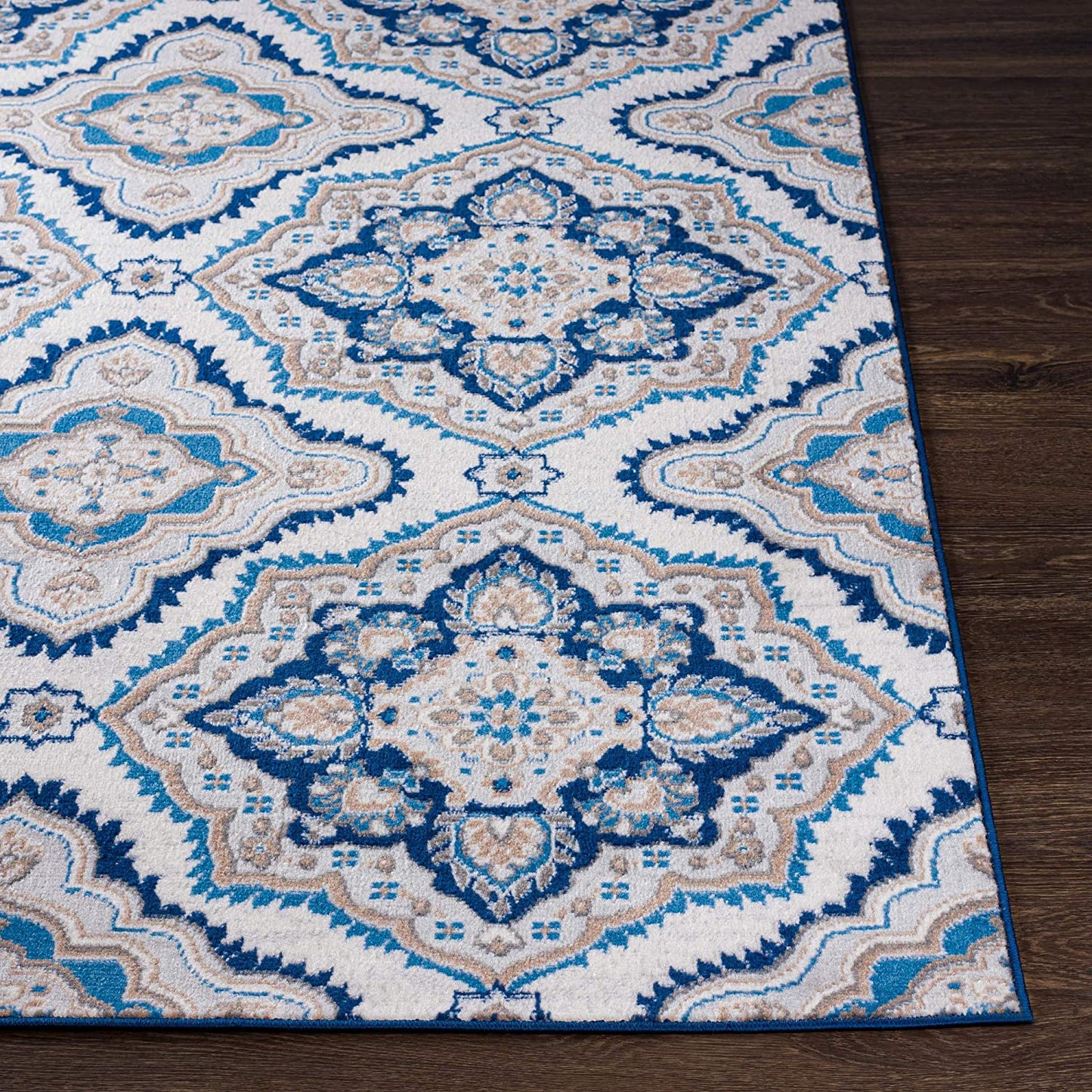 Demask Floral Selena Soft Area Rug, Navy