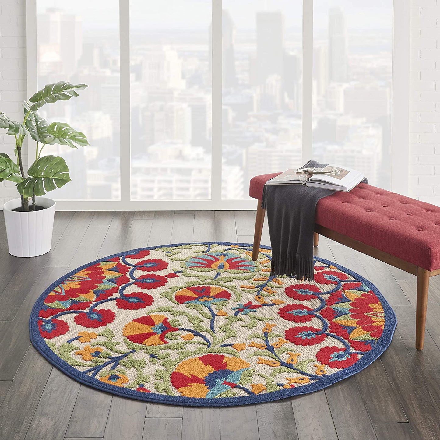 Red Multi-color Floral Indoor Outdoor Area Rug