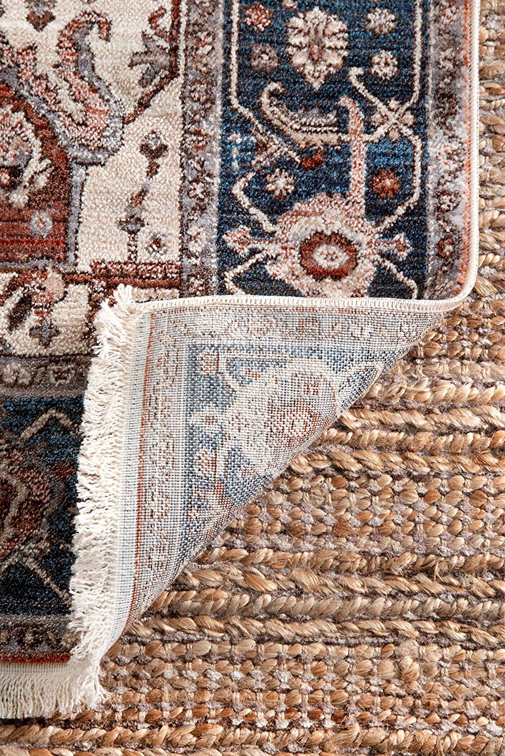 Medallion Fringe Blue Soft Area Rug