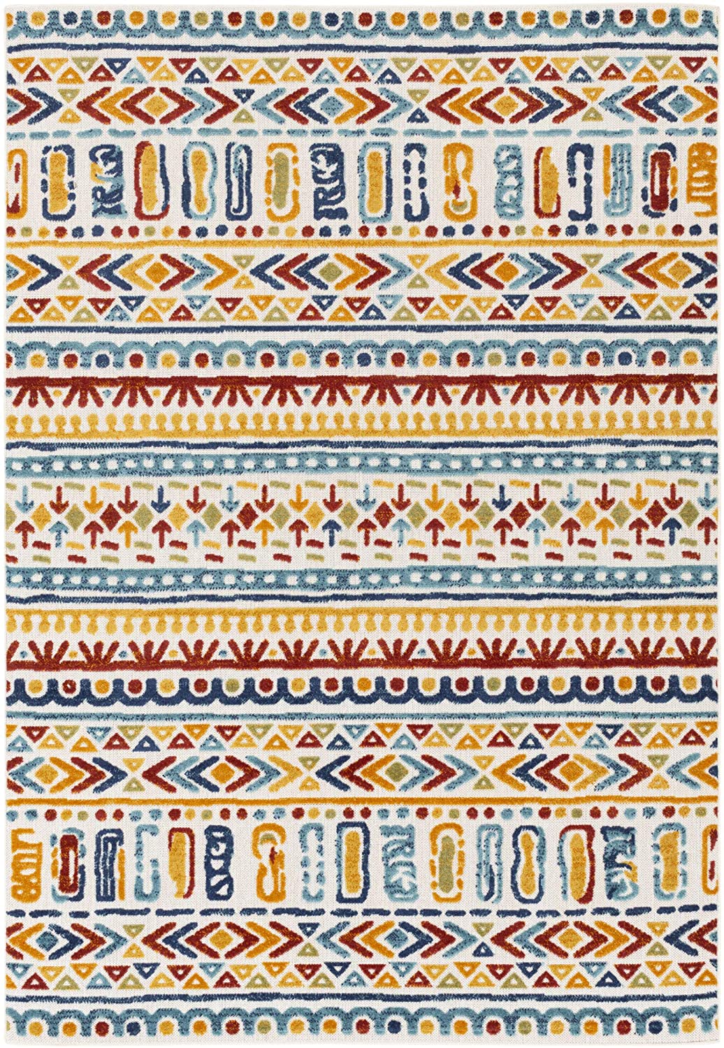Eclectic Aqua Ivory Multi Area Rug